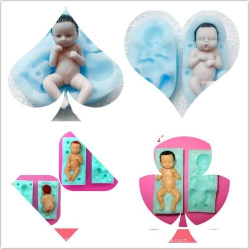 4pcs Silicone Baby Mold 3d Girl Baby Silicone Mold Cake Decoration Mold Fondant Silicon Mold