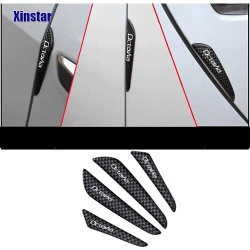 4pcs Carbon Fiber Car Door Guard Edge Corner Protector For Skoda Superb Fabia Octavia Rapid Superb Yeti Kamiq Scala Karoq