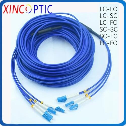 200Mtr 4core Armored PVC Jacket Fiber Patchcord SC LC FC ST UPC APC Singlemode 4fibers Armored Optical Fibre Jumper Cable