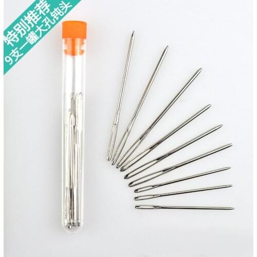 9 pc Metal wool suture needle big hole blunt head plush thread needle big eyes no sharp safety and large embroidery needles