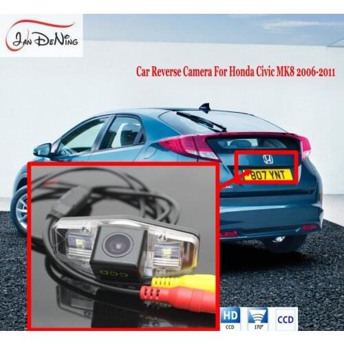 JanDeNing HD CCD Car Rear View Parking/ Backup Reverse Camera/ Waterproof License Plate Light OEM For Honda Civic MK8 2006-2011