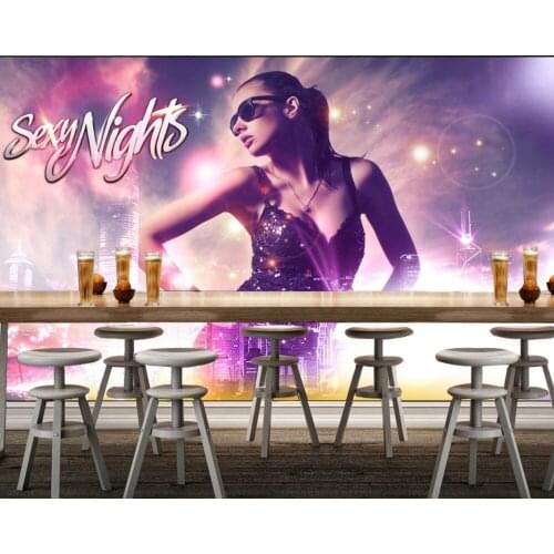 Free Shipping Custom 3D Photo Wallpaper KTV Bar Wallpaper Mural Sexy Beautiful Nightclub KTV Hotel Decorative Wall Mural