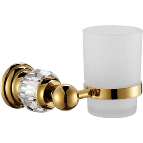 Free shipping gold finish Crystal Single cup tumbler holder