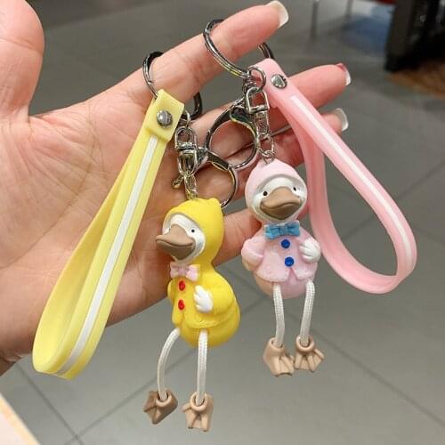 Cartoon Animal Keychain Interesting Lovely Frog Raincoat Duck Doll Backpack Handbag Car Key Accessories Pendant Keyring Hot Sale