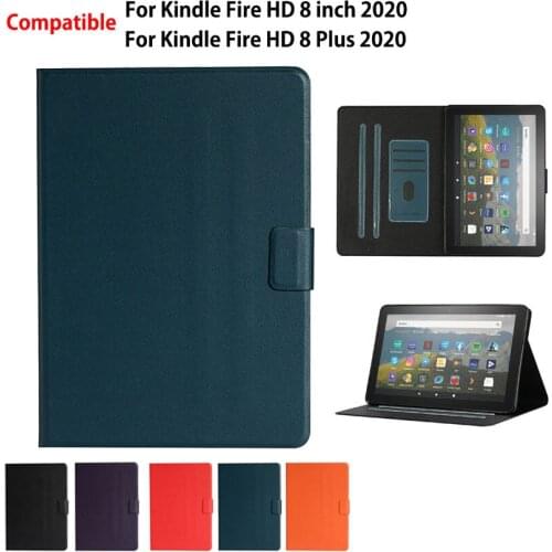 Funda for Amazon Fire HD 8 2020 case cover for Fire HD 8 Plus 2020 Coque Silicone PU Leather Protective Stand Capa Shell