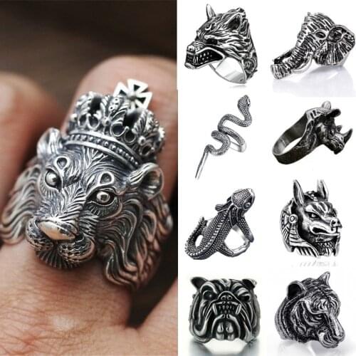 Retro Punk Snake Ring Lizard Dog Pharaoh Opening Adjustable Rings for Women Gothic Luxury Jewelry Mens Ring Wholesale Bulk