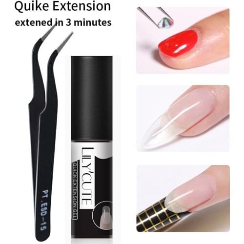 LILYCUTE 20ml Quick Extension UV Nail Gel Pink White Clear Crystal LED Acrylic Builder Tips Gel Nail Art Gel Brush Nail Set