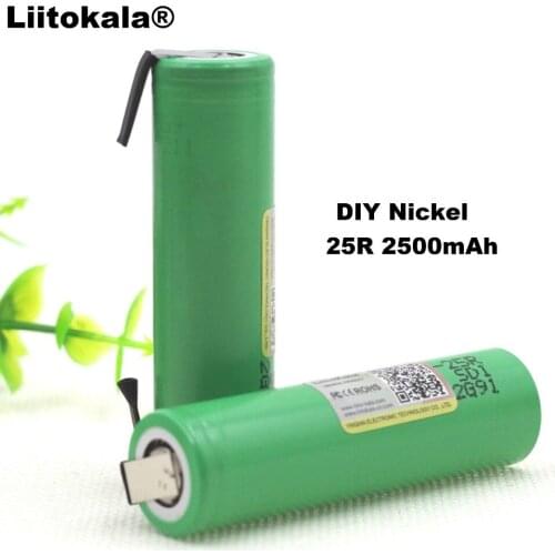 3PCS Liitokala 18650 25R 2500mAh lithium battery 20A continuous discharge power electronic battery for +DIY Nickel sheets