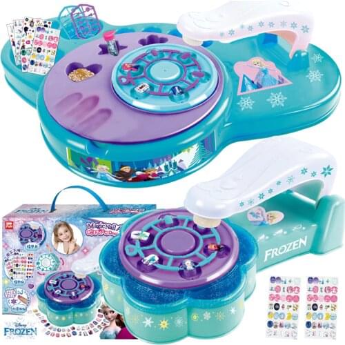 Disney frozen girls Nail Tattoo nail sticker Makeup set with box princess Beauty pretend play toys kids birthday gift