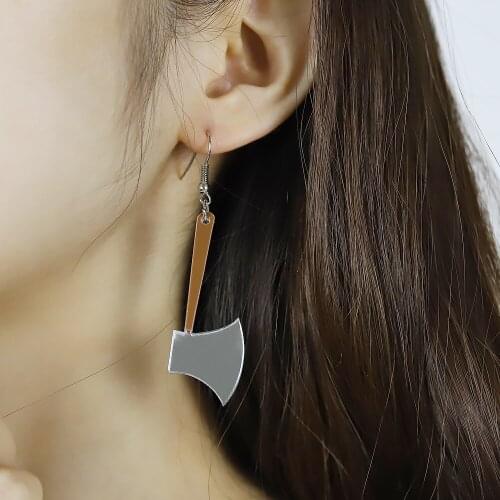 Trendy Vintage Axe Shape Dangle Antique Earrings for Women Girl Retro Drop Earrings Cute Earring Punk Hip Hop Jewelry