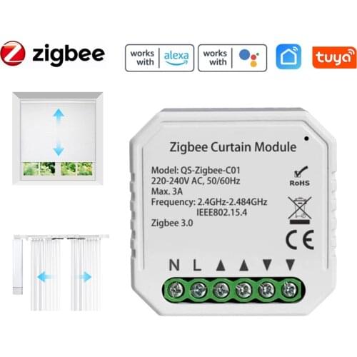 Tuya Smart Life Zigbee3.0 WiFi Curtain Switch Module for Roller Shutter Blind Motor Smart Google Home Amazon Alexa Voice Control