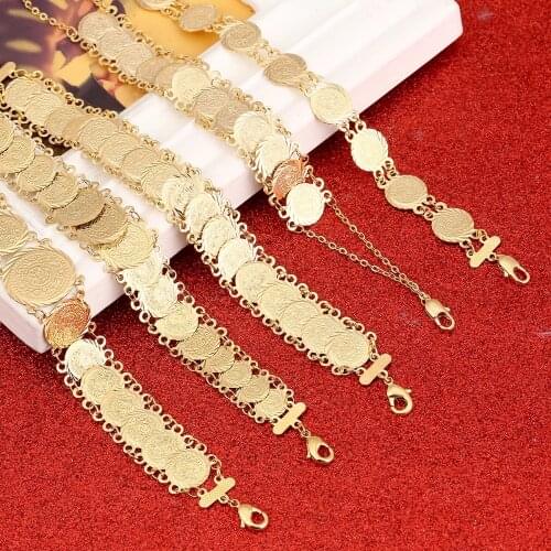 Money Coin Bracelet Gold Islamic Muslim Arab Coins Bracelet Women Men Arab Middle Eastern Jewelry Bangle Africa Gift