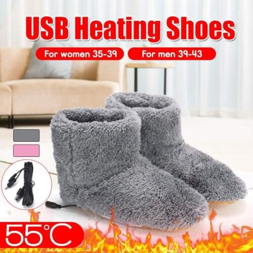 Soft Winter Electric Heating Shoes Foot Warmer Shoes USB Battery Rechargeable Snow Boots Washable Electric Shoes Skiing Boot