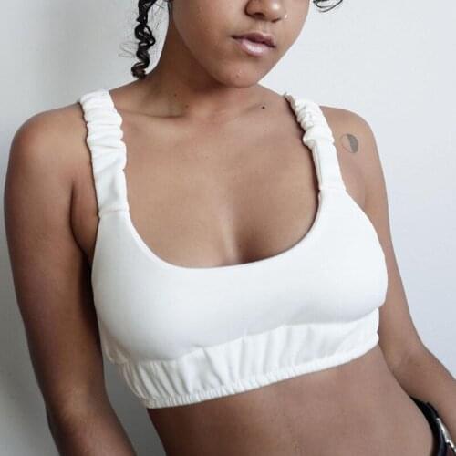 Newest Arrival Women Fashion Solid Color Trainning Camisole Ladies Sexy U-neck Exposed Navel Backless Suspender Exercise Tops