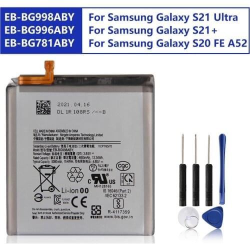 Original Replacement Battery For Samsung Galaxy S21 S21+ S21 Ultra S20 FE A52 EB-BG998ABY EB-BG996ABY EB-BG781ABY Genuine