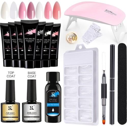 Poly Nail Gel Kit All for Manicure UV Gel Polish Extension Kit Slip Solution Acrylic Builder Gel Nail Art Tool Base and Top Coat