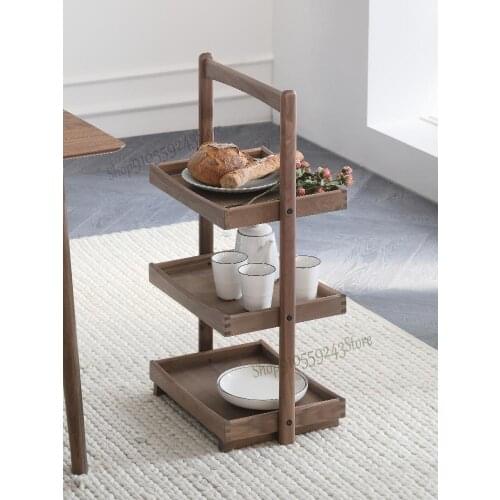 All Solid Wood Sofa Side Table American Simple Black Walnut Small Apartment Dining Table Rack B5181