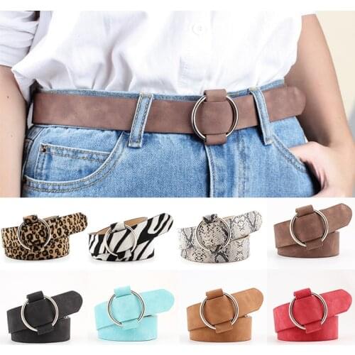 Fashion Women Leather Belt Newest Round Buckle Belts Female Leisure Jeans Wild Without Pin Metal Buckle Women Strap Waist Belts