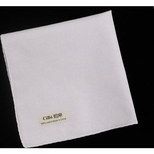 S014 :12 pieces Cotton Hand rolled edge blank White handkerchiefs