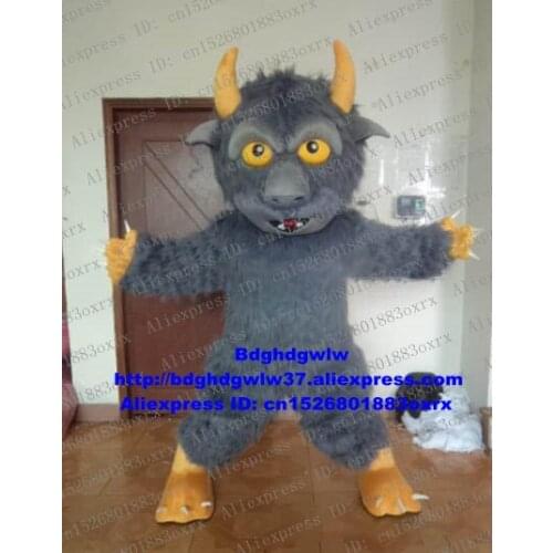 Grey Long Fur Devil Demon Fiend Monster Freak Monstrosity Mascot Costume Character Welcome Reception Department Store zx778