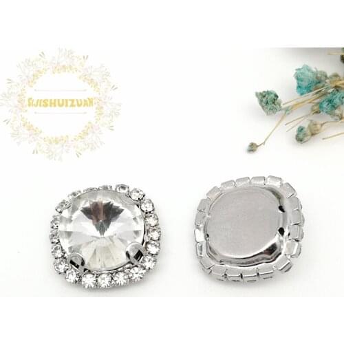 White Satellite Shape Drill Side Chain Crysta Glass Sewing Rhinestones with Claw DIY Womens Shose and Wedding Dresses