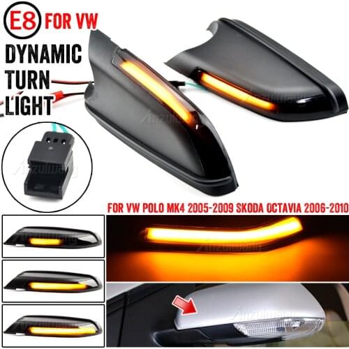 LED Dynamic Turn Signal Mirror Sequential Indicator Light For VW Polo MK4 9N 2005-2009 ​For Skoda Octavia MK2 1Z 2004-2008