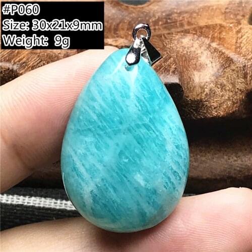 Top Natural Amazonite Pendant Jewelry For Woman Man Gift Lucky Crystal Silver 30x21x9mm Beads Mozambique Stone Gemstone AAAAA