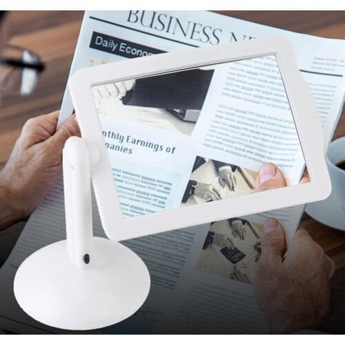 LED Screen Magnifier Reading Viewer Magnifying Glass Brighter Reading Tools ABS and PS Magnifier Lens with 180-Degree Bracket