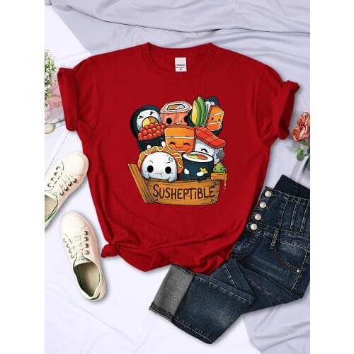 Kawaii Delicious Food Sushi Babys Print Womens Tshirts Plus Size Clothes Fashion Style T shirts Summer Casual Womens T-shirts