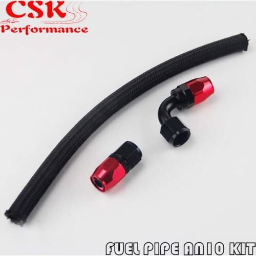 1 FT F AN10 Nylon/Steel Braided Oil Fuel Hose + 90 Deg & Straight Swivel Fittings