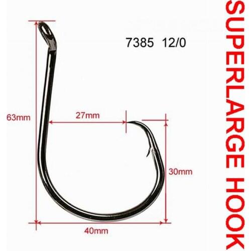 10pcs No. 7385 High Carbon Steel Barbed Fishing Hooks Fish Hooks Bait Holders Super Large Sizes Surfcasting Occean Boat Tholling