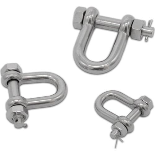 10PCS/LOT 304 Stainless Steel M6 DEE Shackle With Nut & Safty Pin Steel Buckle Bolt Anchor Safty DEE Shackle Outdoor Tools