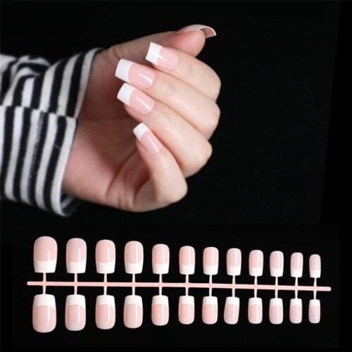 24 Pcs/Set French Fake Nails Matte /UV Detachable Long Ballerina Natural False Coffin Press On Nail Extension Manicure Art Tips