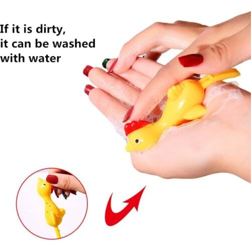 3PCS Finger Birds Fun Novelty Toys Funny Joke Rubber Chicken Stretchy Flying Turkey Party Favors GXMB
