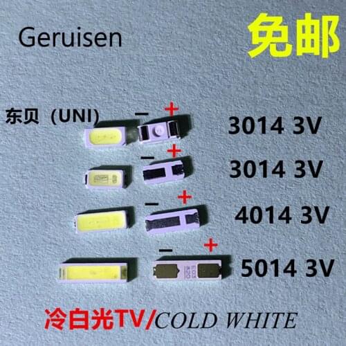 50PCS -100pcs TV Backlight 3V LED SMD 3014 4014 5014 Cool cold white LCD Backlight for TV Application10000K- 15000K