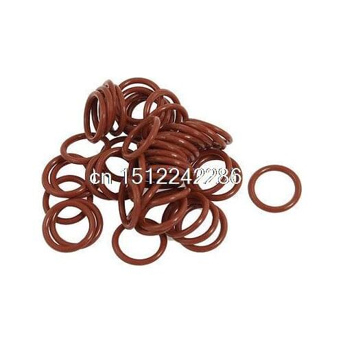 50 Pcs 16mm Outside Dia. 2mm Thickness Red Silicone O Ring Oil Seals