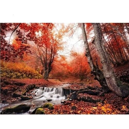 5D DIY Diamond painting Maple Scenery Full Round square Diamond embroidery Cross stitch mosaic home decoration Painting