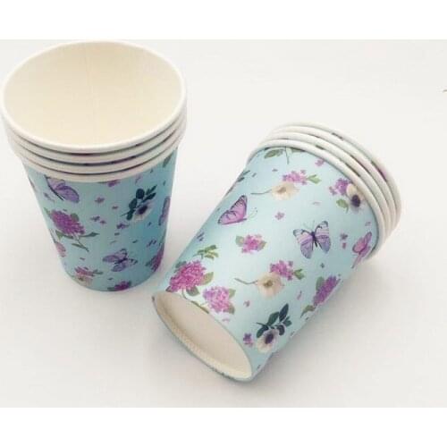 8pc Flower Butterfly Disposable Paper Cups