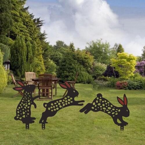 Acrylic Tin Garden set 3 Decoration animal stake chicken rabbit cat