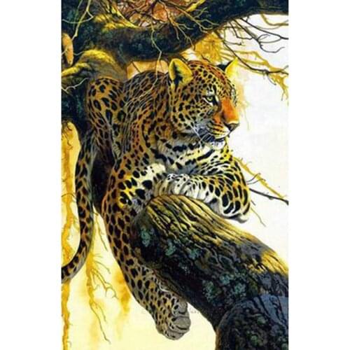 5D DIY Diamond Painting Animal Leopard Picture Square Round Diamond Art Sale Animal Cross Stitch Kit Home Decoration WG2727