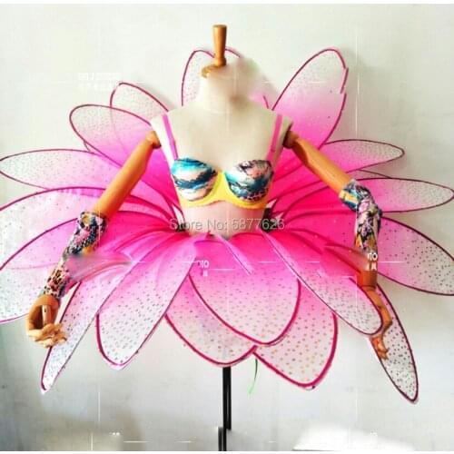 Sparkly Openning dance flower dress Music Festival dresses Valentines Day New Year GOGO Petal Costume