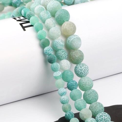 DIY 10/8/6mm Green Weathered Natural Stones Round Loose Beads For women/men Jewelry Making Bracelets Accessories Handmade Gift