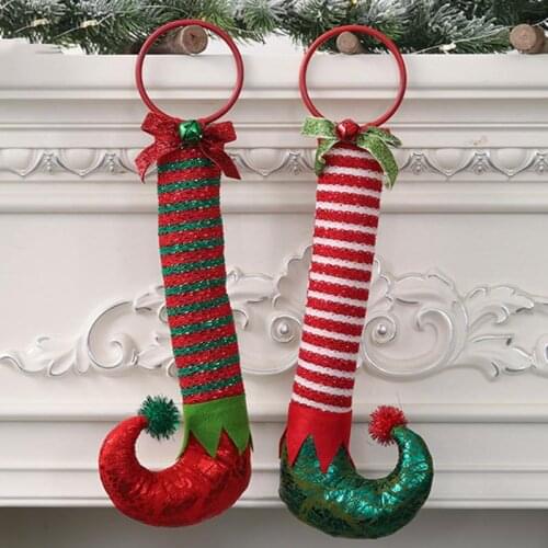 Elf Feet Hanging Hoops Door Knockers Christmas New Year Decoration for Home Navidad Decor