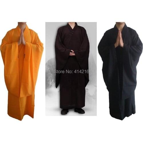 Famousbrand Buddhist monk long robesgown Buddhism Meditation lay haiqing clothing clothes martial arts suits top quality 3colors