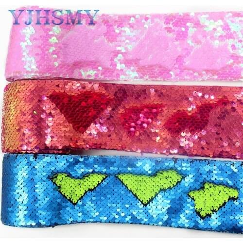 I-19619-1399,2Y/lot 3"75mm Colorful Reversible Sequin Ribbon DIY Hairbows Accessories Wedding Party Decoration Holiday Materi