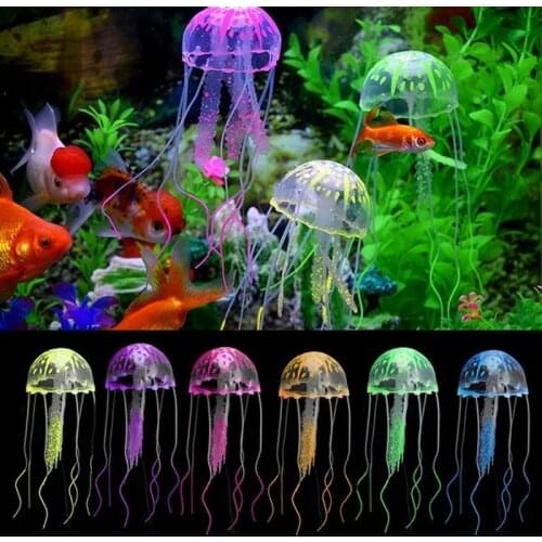 Colorful Glowing Artificial Vivid Jellyfish Silicone Fish Tank Decor Aquarium Decoration Aquatic Pet Supplies Home Accessories