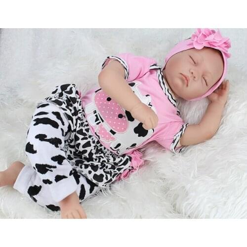 55cm Baby Sleeping Dolls Silicone Reborn Baby Doll Girl Boy Shower Toys Early Education Dolls Kids Toys Birthday Christams Gift