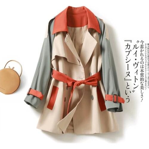 New Korean style small short jacket contrast color fashion windbreaker jacket women