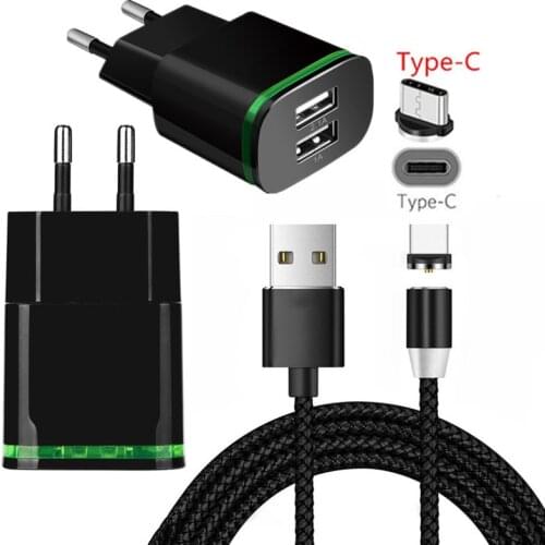 Magnetic Type C Wire & LED Wall plug Charger Cable For Nokia 8.1 7.1 6.1 Plus Samsung S8 S9 S10 A90 A50 A20 Google Pixel 3 3a XL