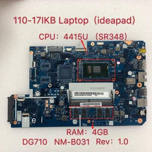 Laptop Motherboard Lenovo for 110-17ikb/110/17ikb Sr348/4415u/Ddr4 4GB Dg710/NM-B031/Rev1.0 test ok